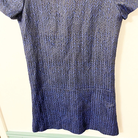 Alice & Olivia Dress Women's 6 Liv Blue Herringbone Jacquard Drop Waist Party - Picture 5 of 9